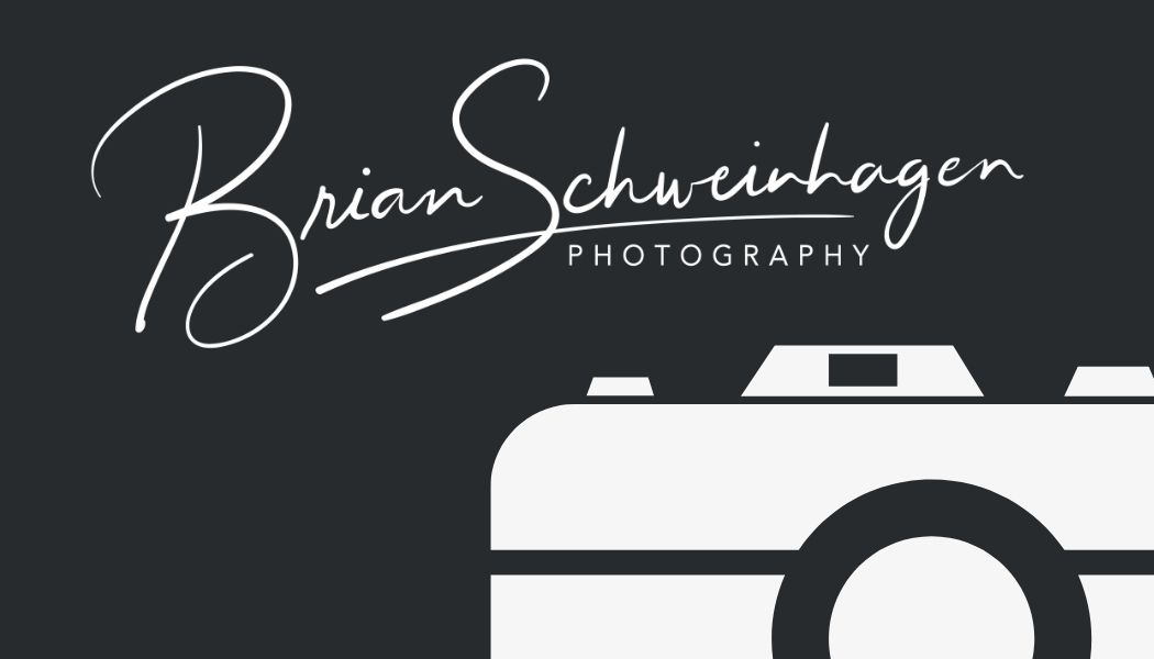 Brian Schweinhagen Photography — his signature logo in white script above a camera, on a dark charcoal background.